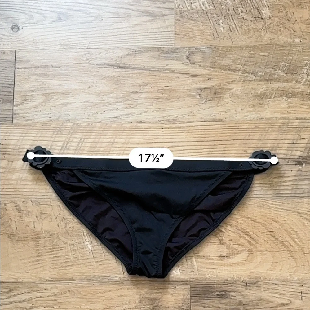 Kate Spade Black Bikini Bottom with Floral Accents. In great condition.